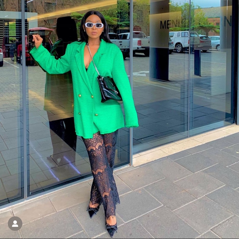 Zara 2 Piece Green Texture Blazer & Skort Co Ord Set